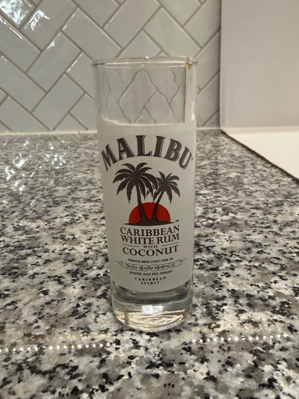 Malibu Rum Tall Shooter or Shot Glass Vintage Collectible